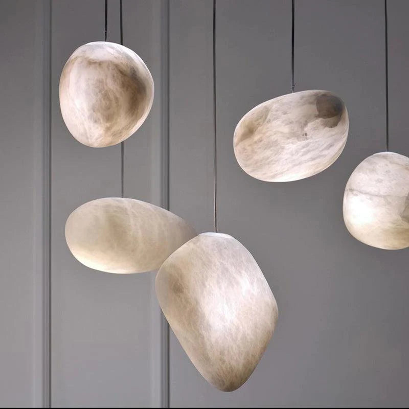 Janice Alabaster Natural Stone Pendant, Creative Pendant Light Pendant Light Luster Gaze 5.9" D  