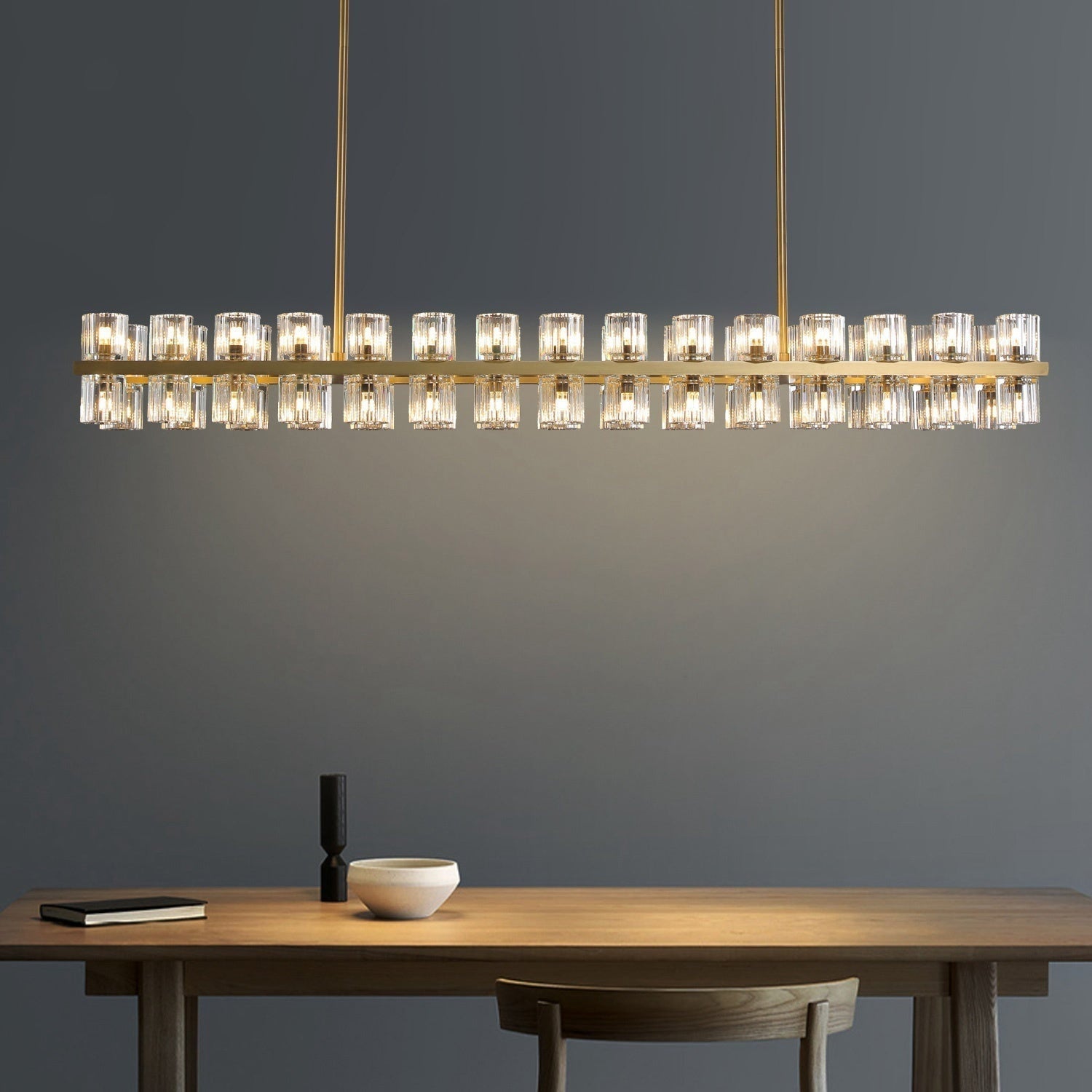 Arcachen Crystal Rectangular Chandelier 72"