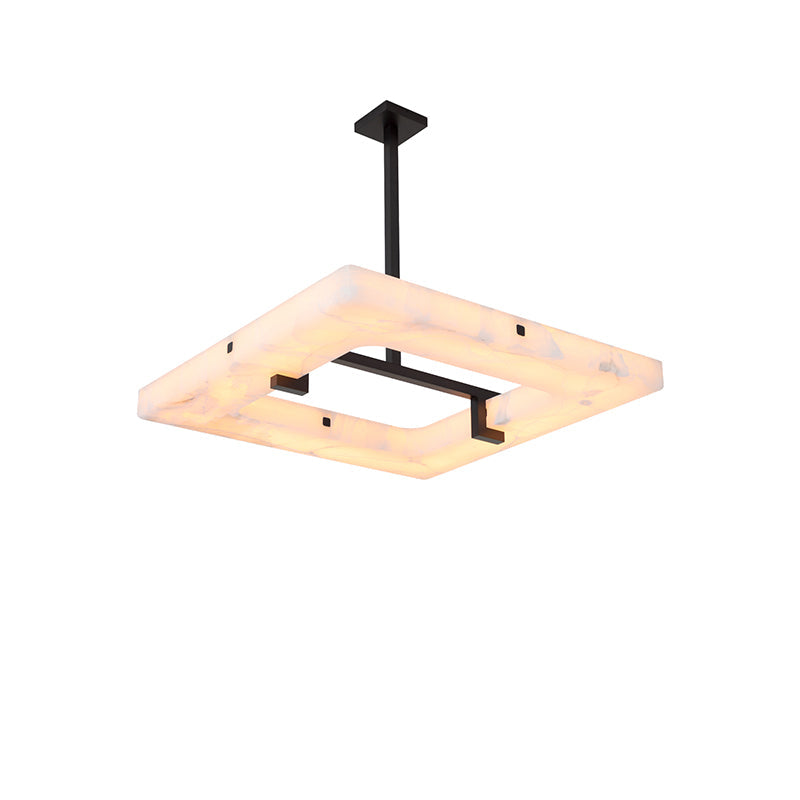 Maxine Modern Square Alabaster Living Room Chandelier Chandelier Luster Gaze