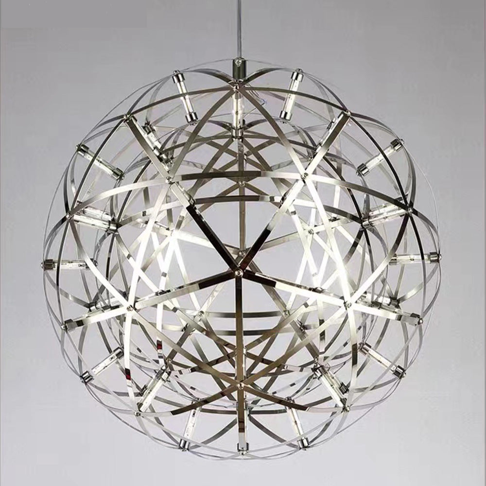 Round Starry Sky Chandelier Light Fire Ball Ceiling Lighting for Living Room/Cottage/High-ceiling