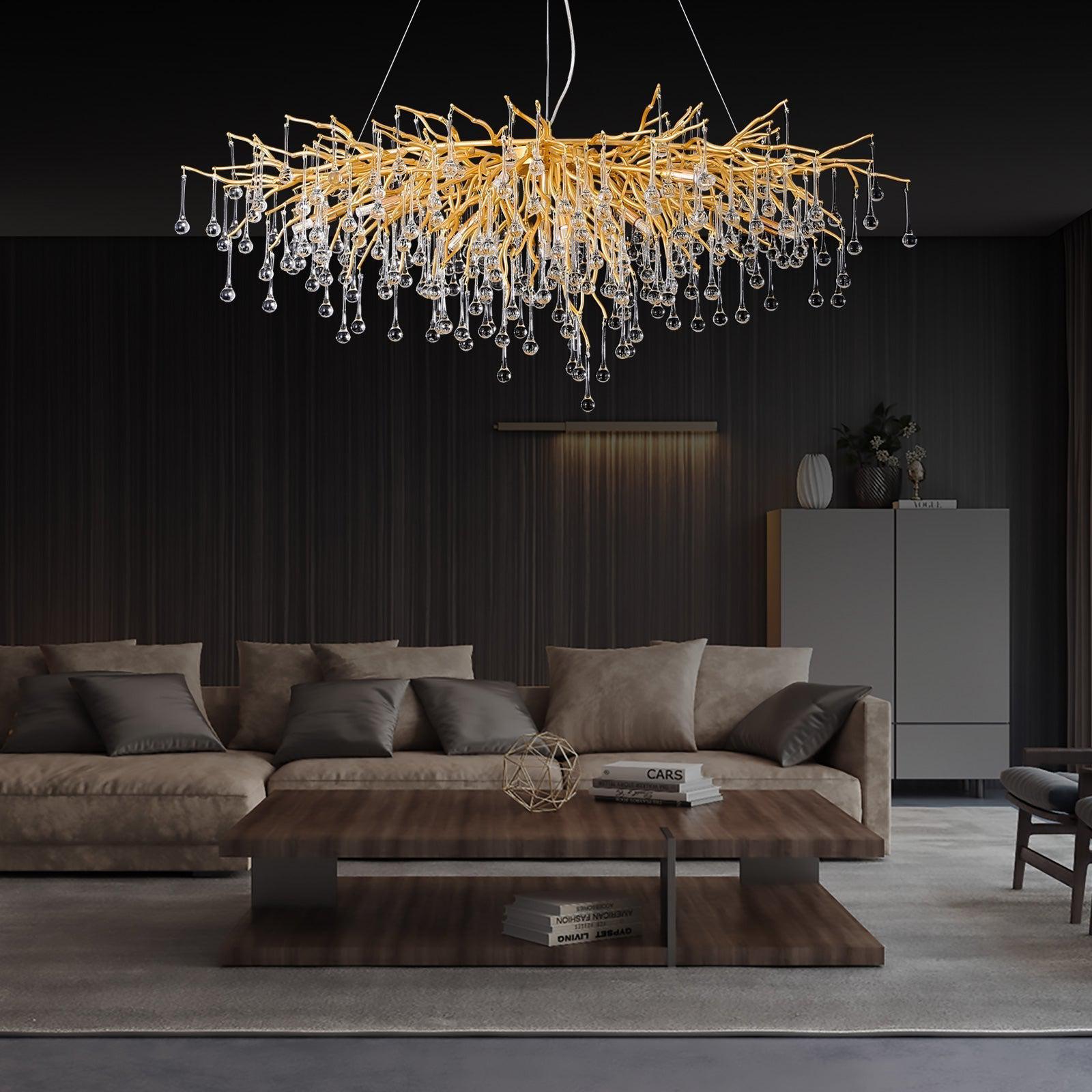 Luster Gaze Verdant Canopy Rectangular Branch Chandelier - grand American estate foyer