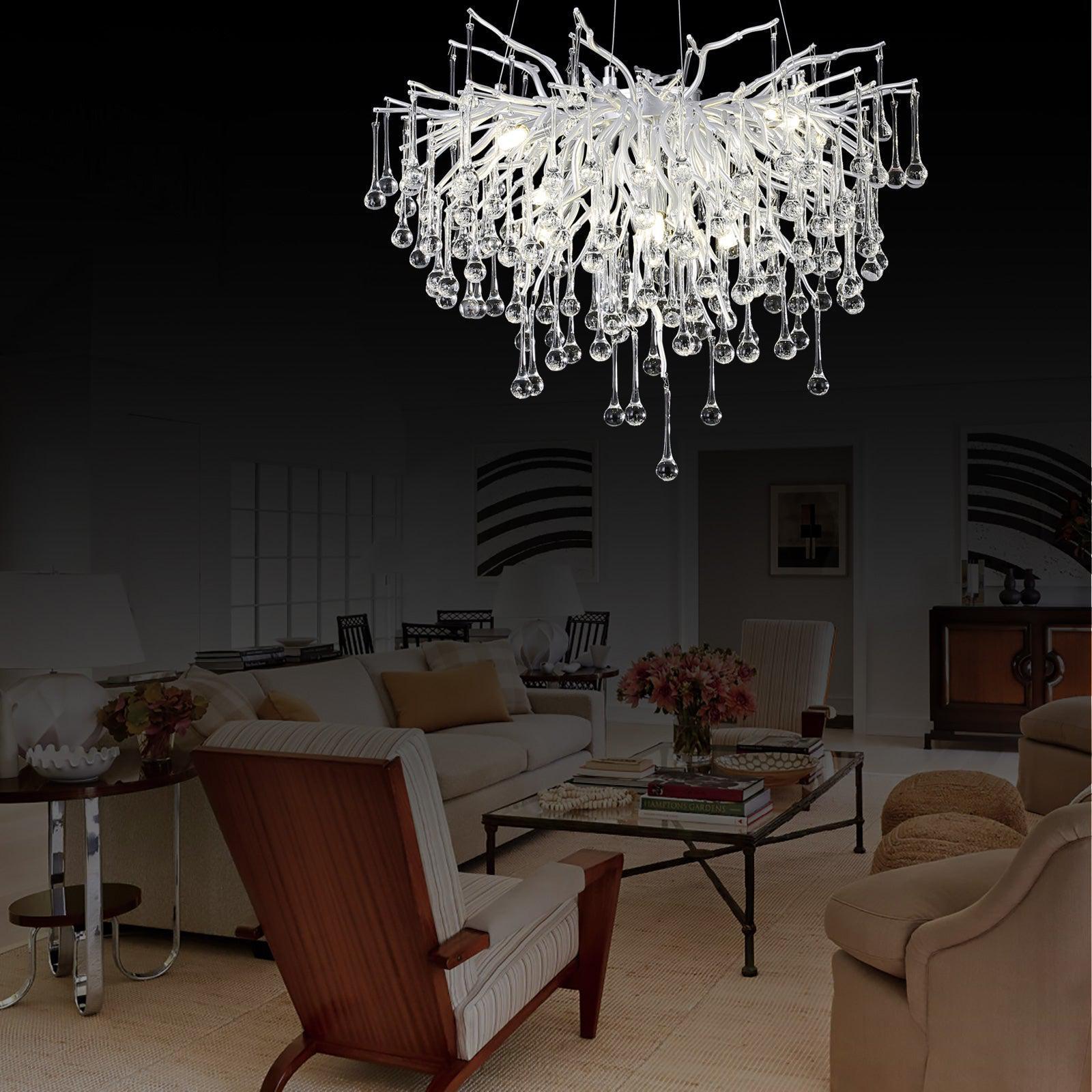 Luster Gaze Verdant Canopy Silver Branch Chandelier - formal American dining room