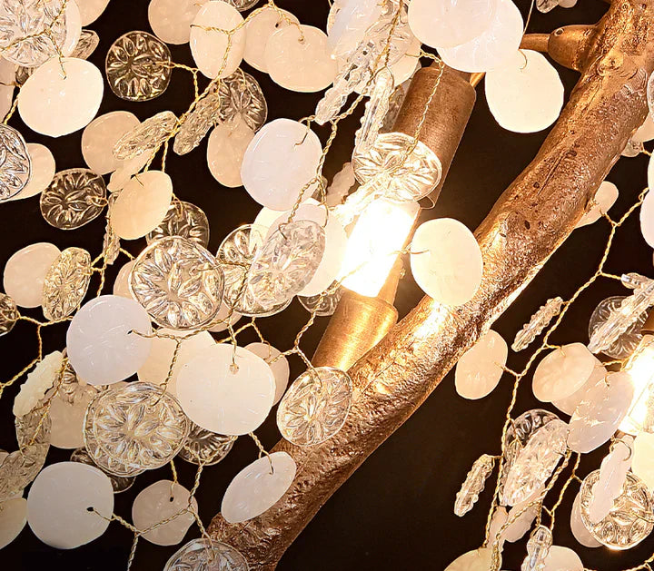 Luster Gaze Botanical Bloom Brass Semi-Flush Mount Chandelier - Background Shot