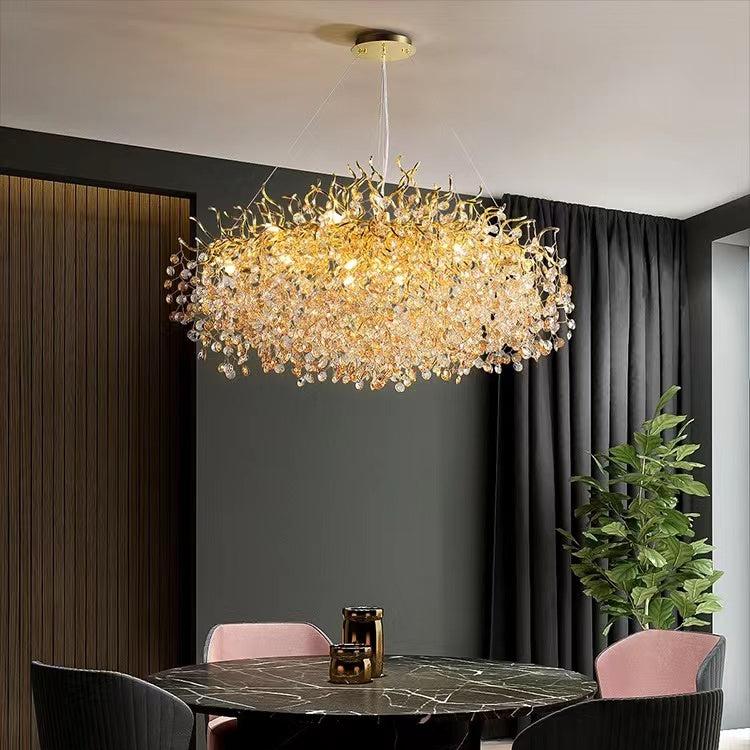 Luster Gaze Gilded Bloom Branch Crystal Chandelier - formal American dining room