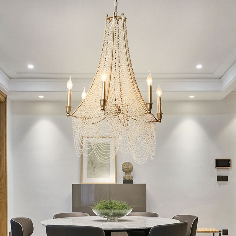 Luster Gaze Grand Bohemian Crystal Beaded Candle Chandelier - grand American estate foyer