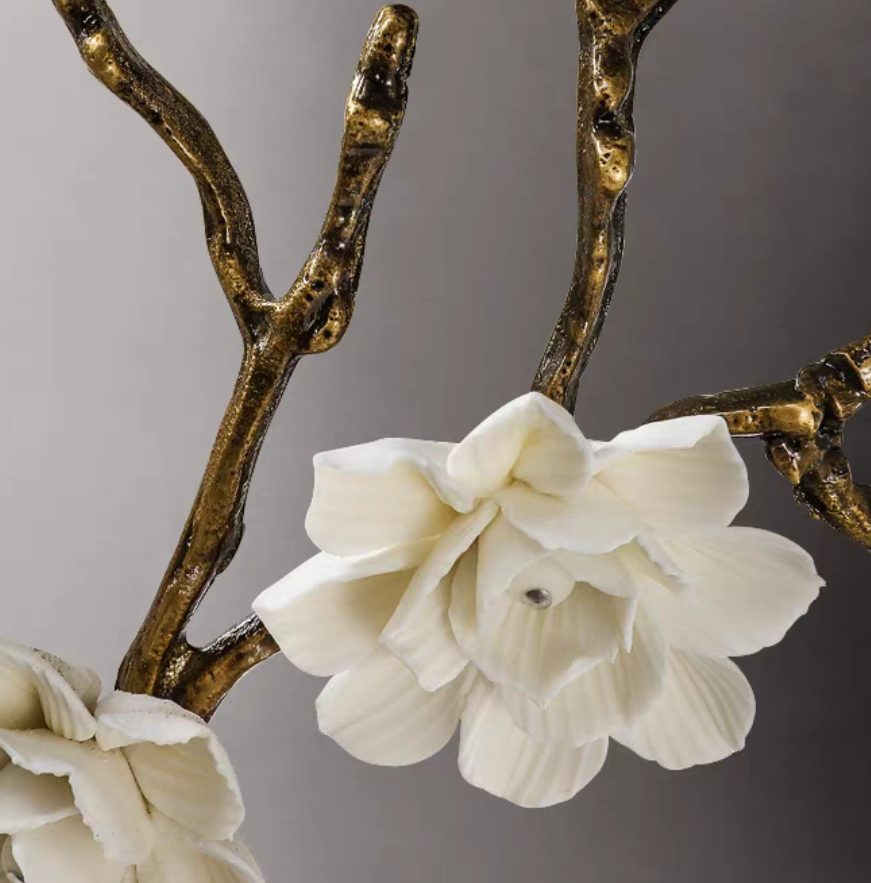 Luster Gaze Verdant Bloom Brass & Ceramic Chandelier - Background Shot