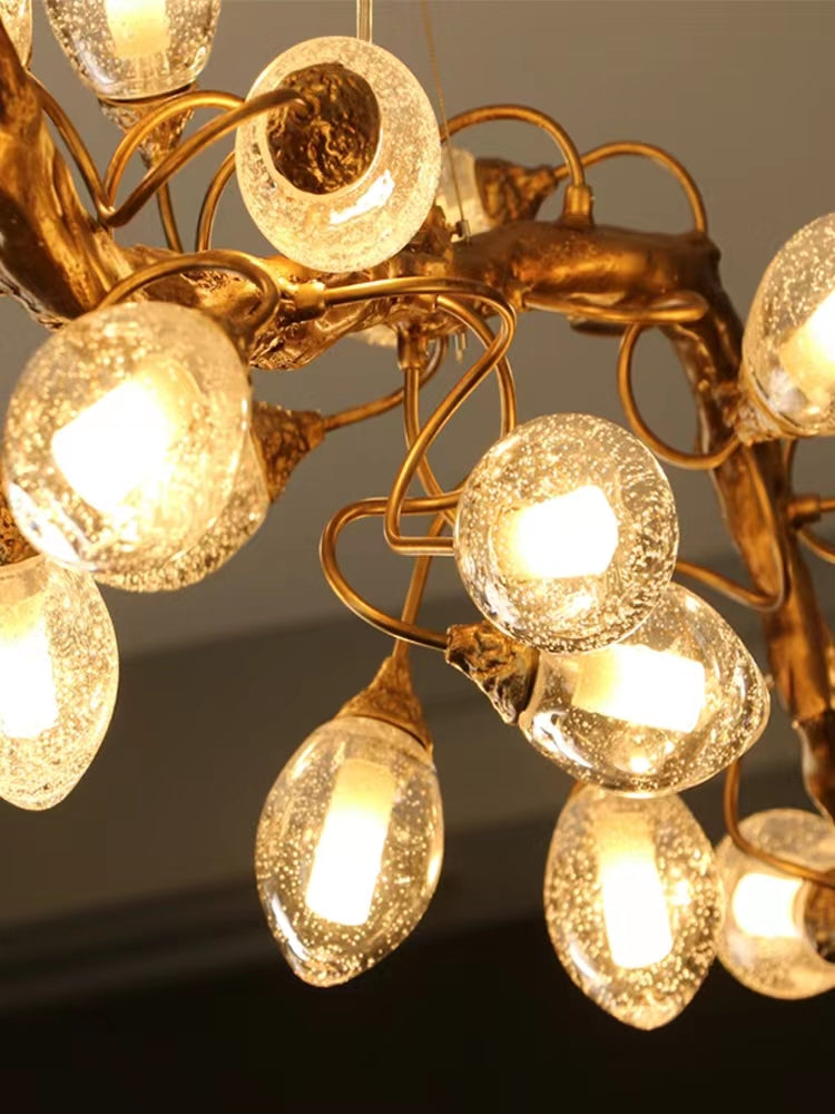 Luster Gaze Veridian Branch LED Chandelier with Clear Seedy Glass - Background Shot