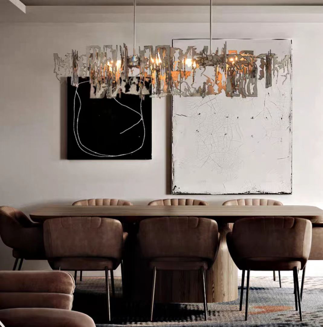 Oversize Post-modern Avant Art Irregular Metal Piece Chandelier for Living/Dining Room/Kitchen Island