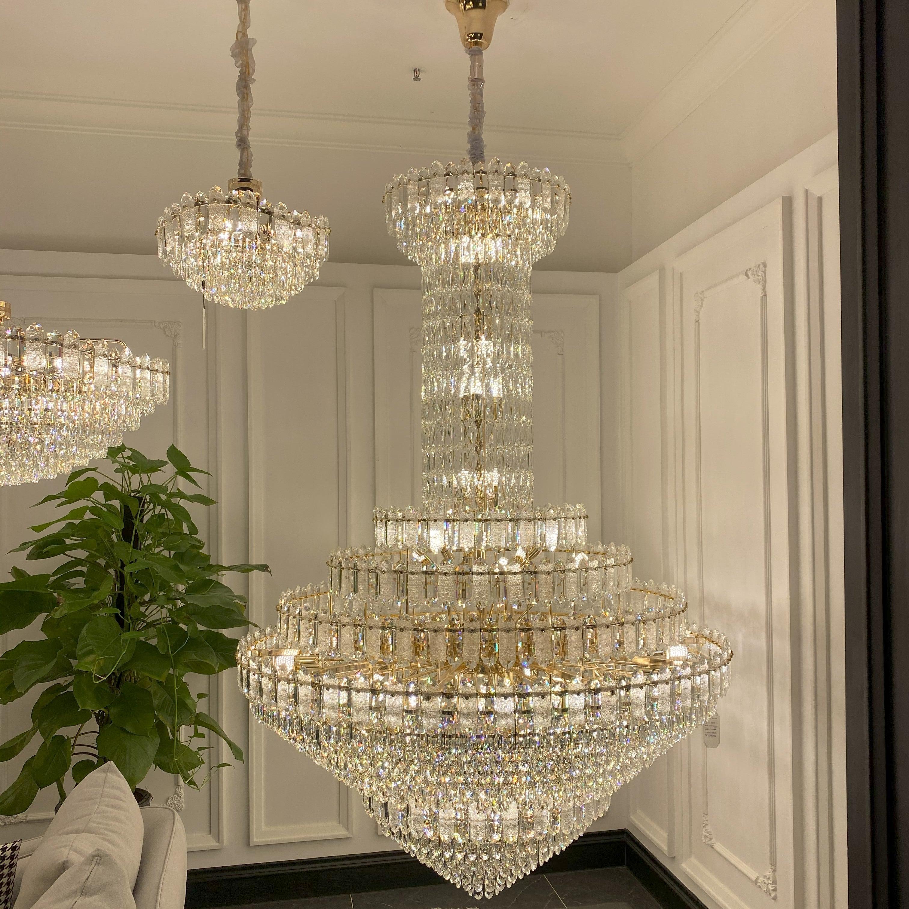 Luster Gaze Grand Tiered Crystal Foyer Chandelier - American ballroom or formal entertaining space
