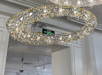 Unique Eccentric Circle Colorful Crystal Beads Chandelier Luxury Ceiling Lamp for  Living/Dining Room