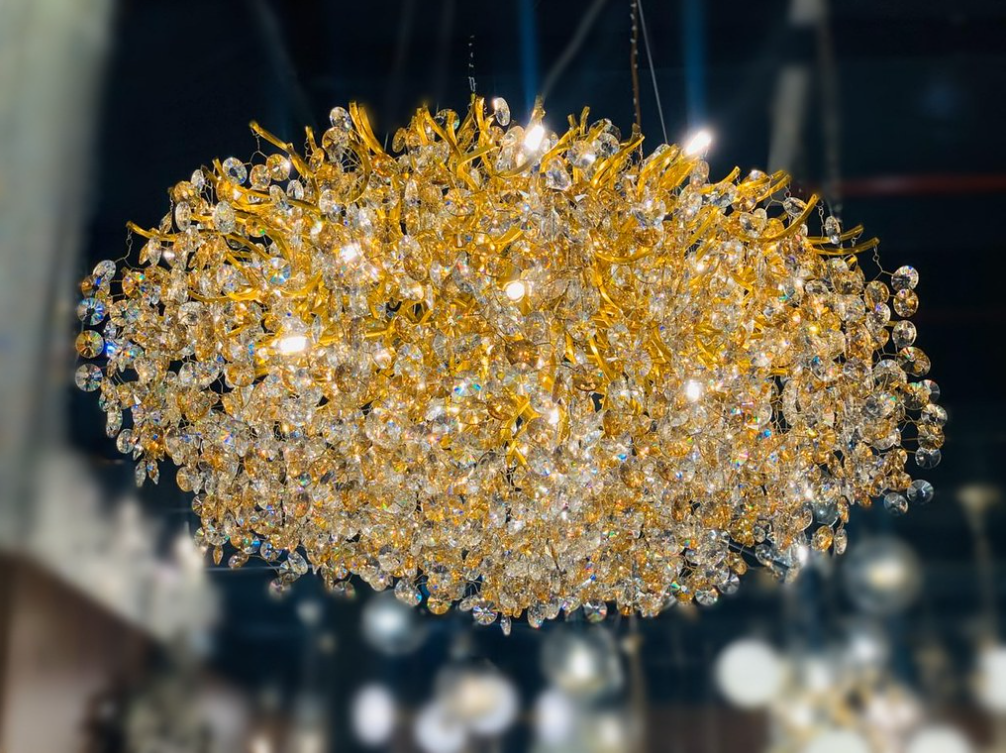 Luster Gaze Gilded Bloom Branch Crystal Chandelier - Background Shot