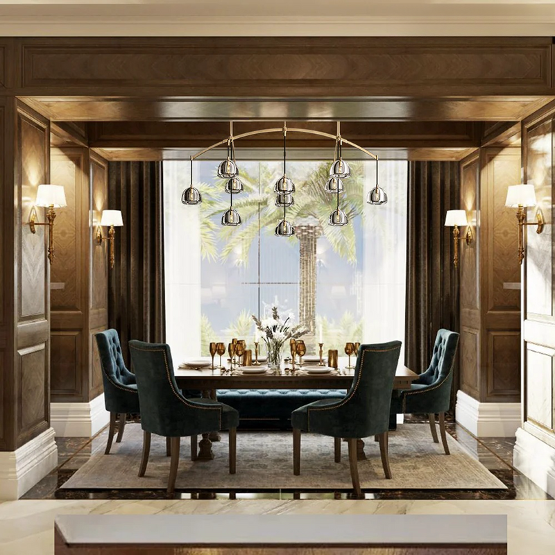 Hemispher  Modern Glass Linear Chandelier