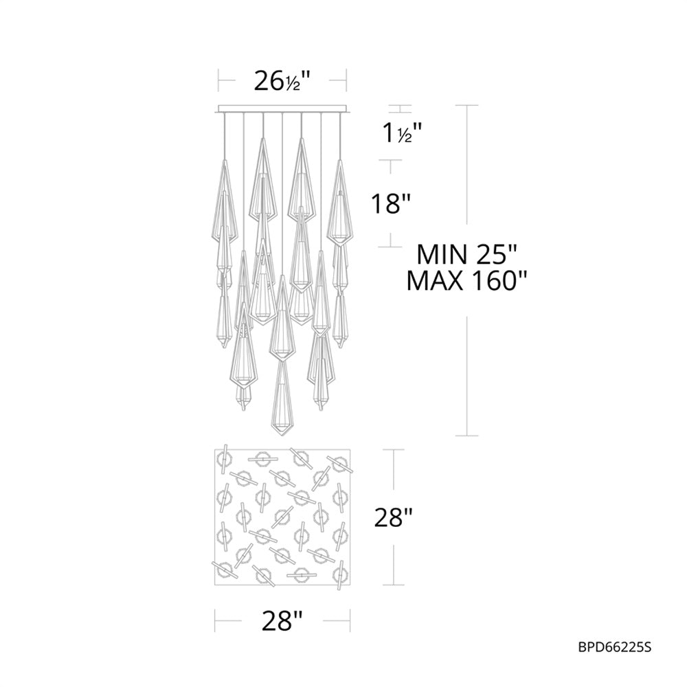 Luster Gaze Radiant Cascade 25-Light Linear Chandelier - Background Shot