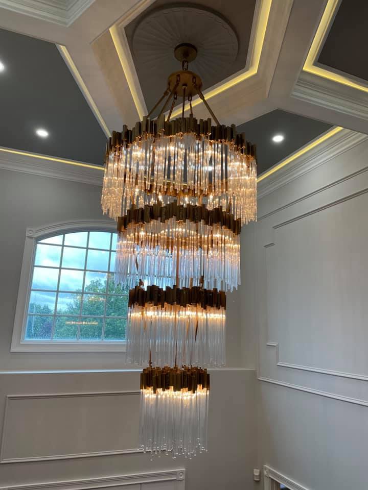 Large Elegant Multi-layers Glam Glass Chandelier for High-ceiling Staircase/Entryway/Living/meeting Room