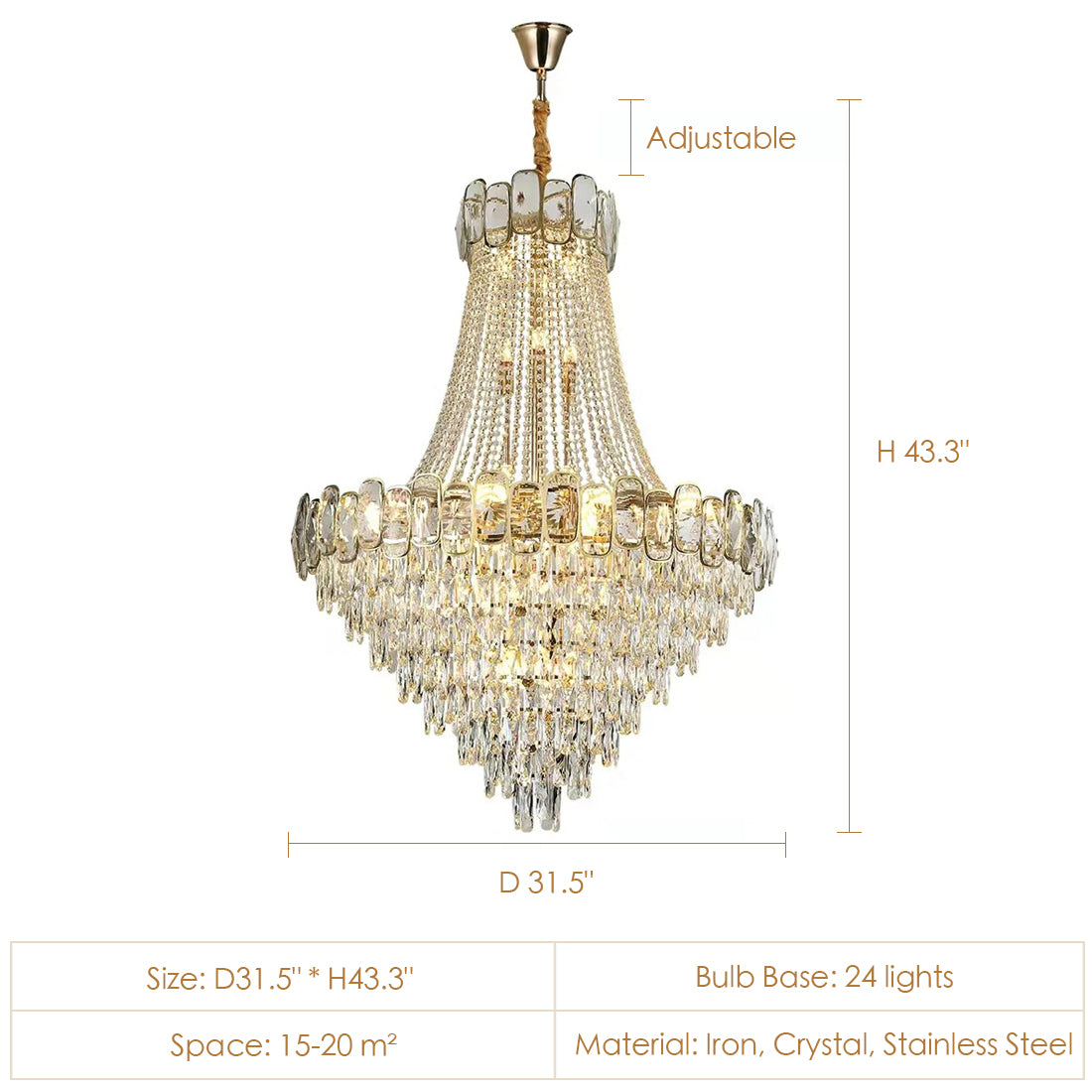 Luster Gaze Grand Lumina K9 Crystal Round Chandelier - Background Shot