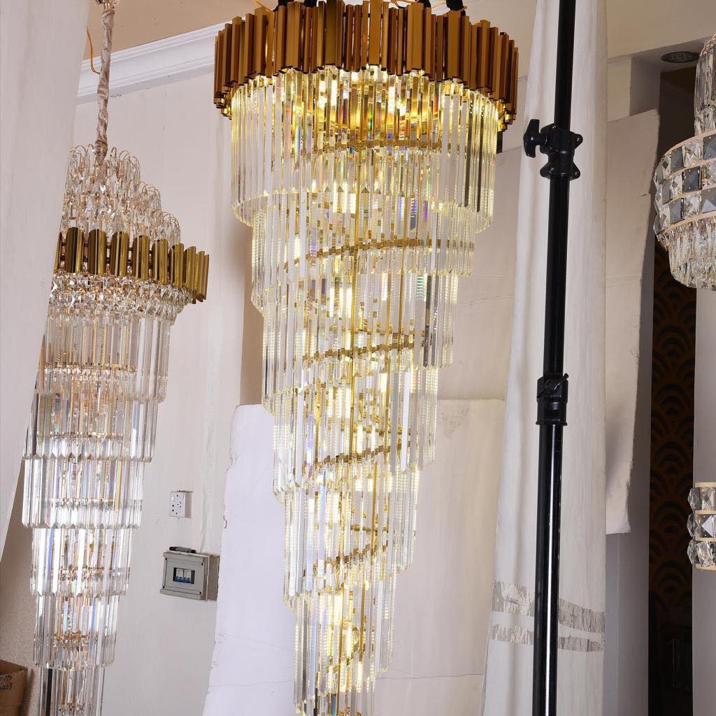 Luster Gaze Grand Lumina Spiral Crystal Chandelier - Background Shot