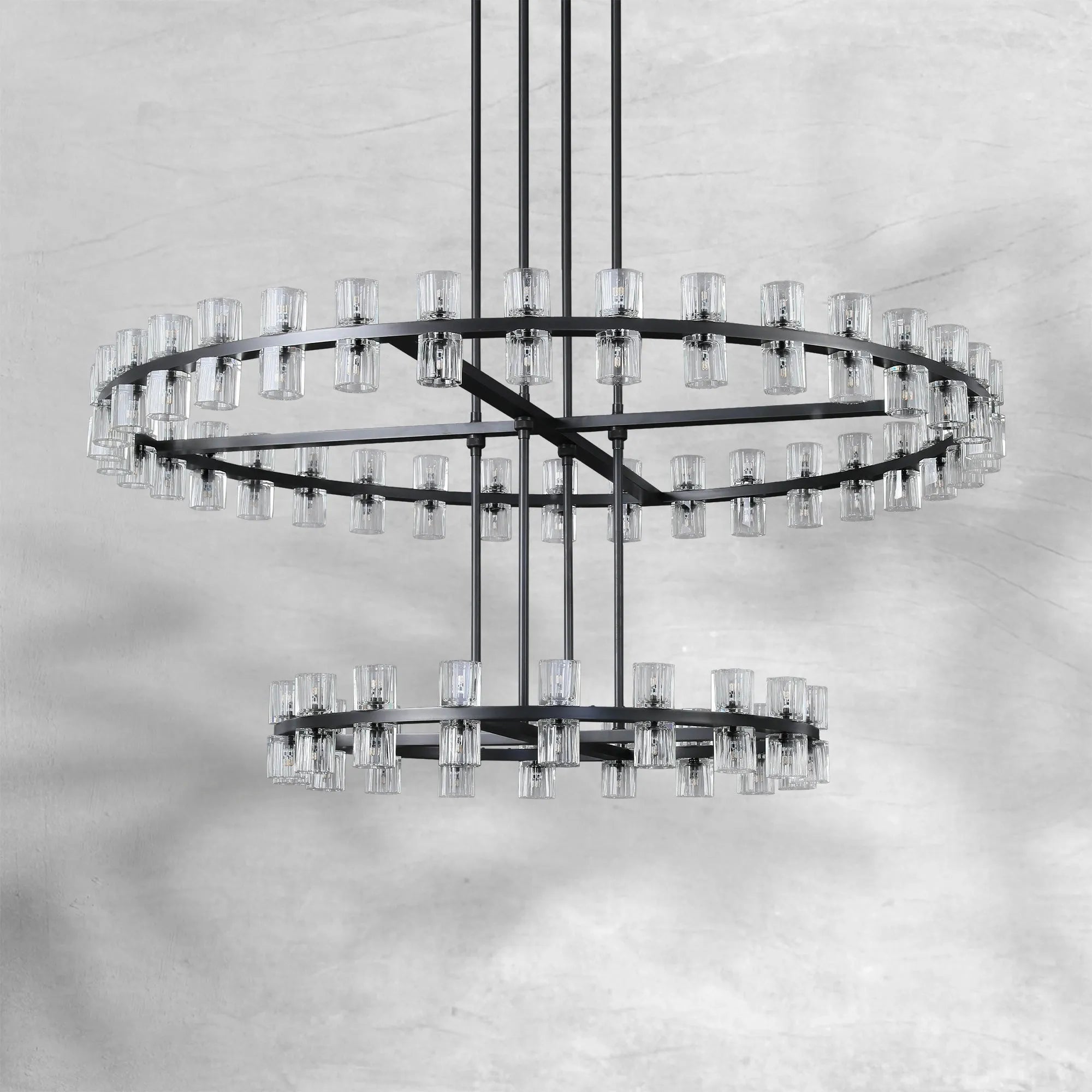 Luster Gaze Grand Deco Tiered Round Chandelier 60" - Background Shot