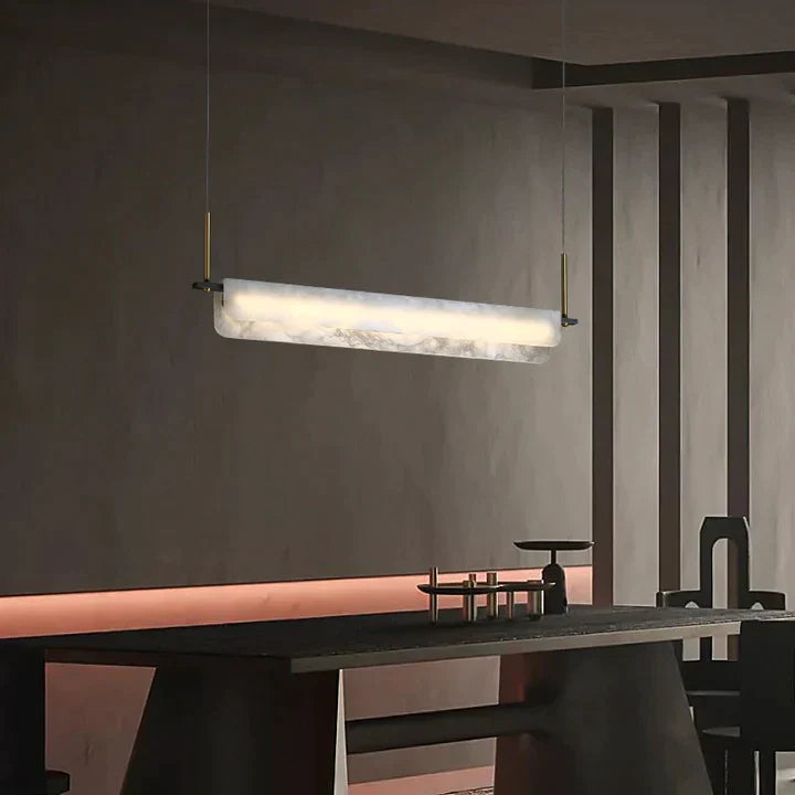 Modern Real Alabaster Chandelier, Linear Chandelier Over Dining Room Chandeliers Luster Gaze   