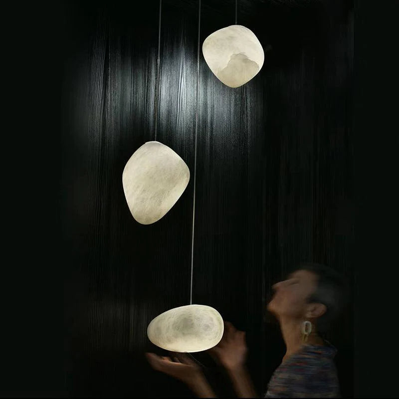 Janice Alabaster Natural Stone Pendant, Creative Pendant Light Pendant Light Luster Gaze 7.9" D  