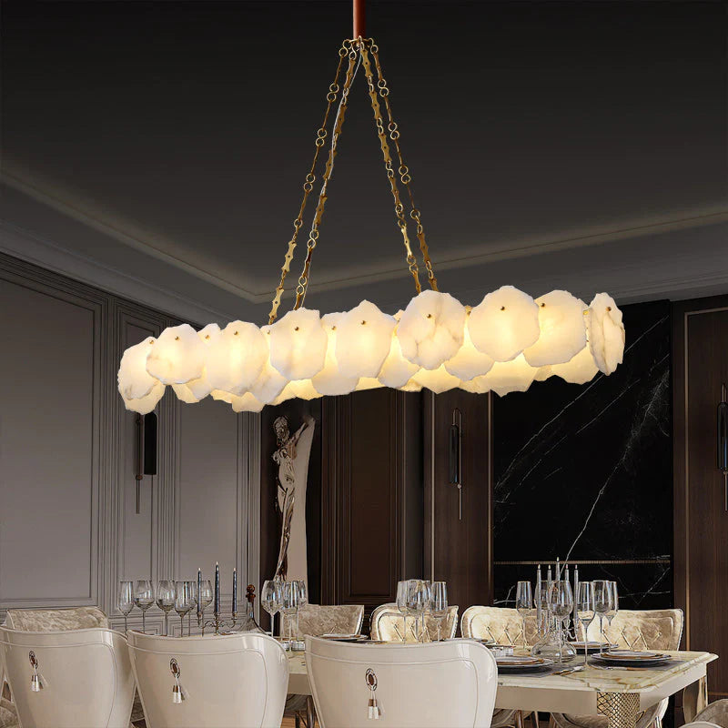 Carlos Alabaster Modern Snowflake Linear Chandelier with Chain chandelier Luster Gaze