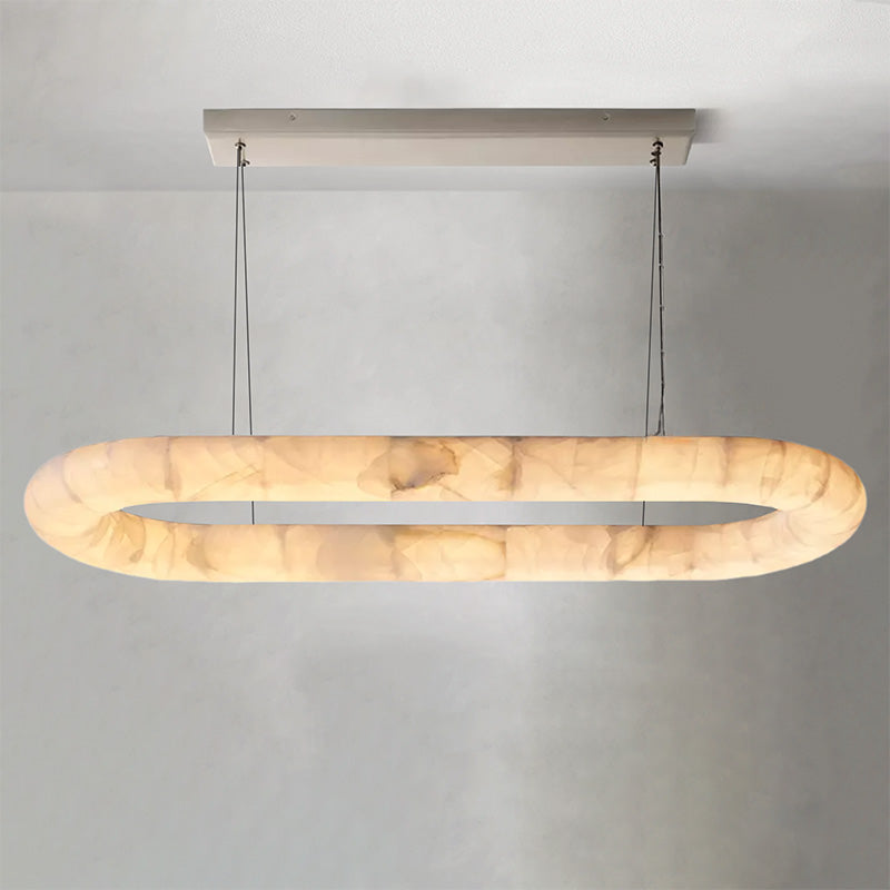 Riora Lisse Alabaster Oval Chandelier 57" 74"