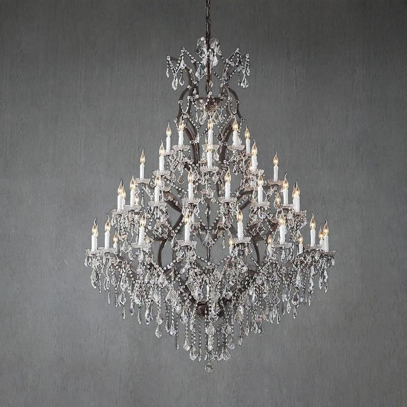 19th C. Rochelle Iron & Crystal Round Chandelier 60"
