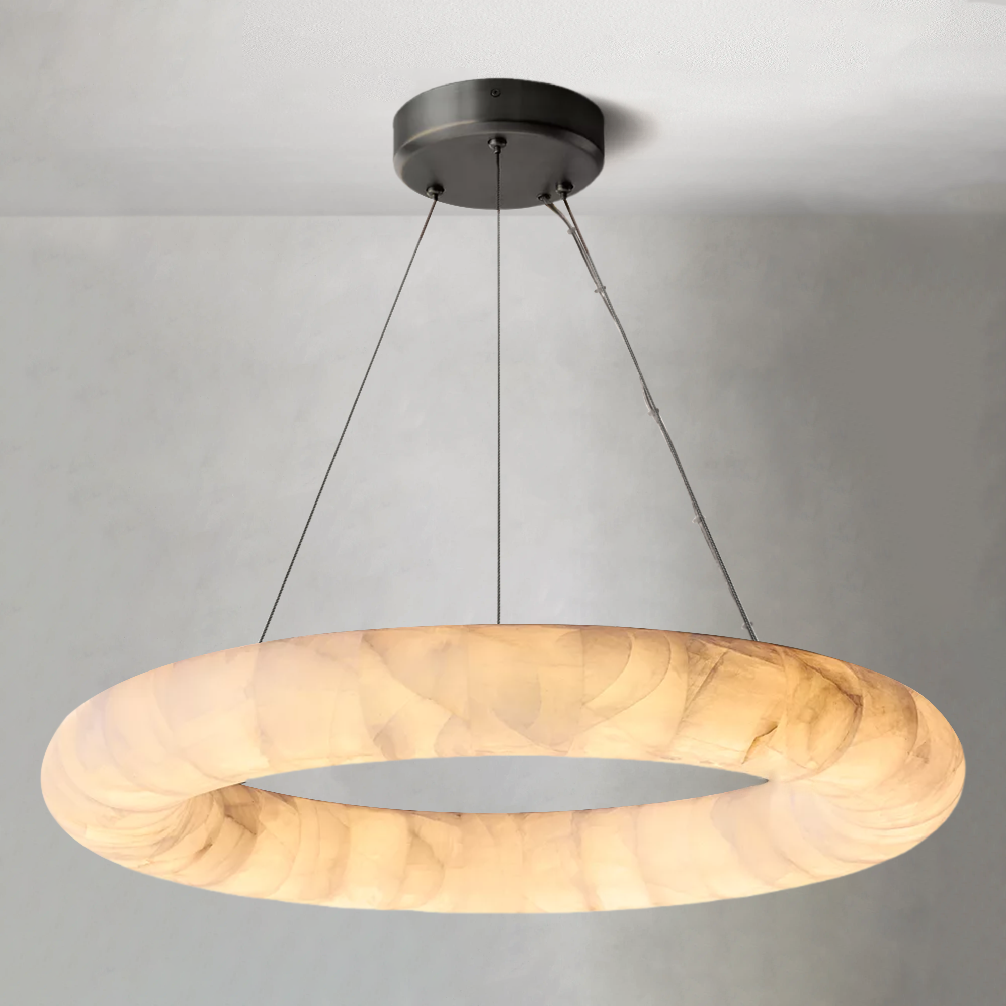 Riora Lisse Alabaster Round Chandelier 31" 41" 61"D