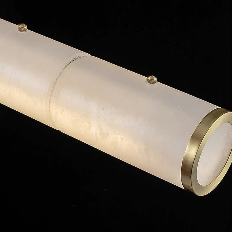 Chanavia Modern Linear Alabaster Chandelier, Chandelier Over Dining Table