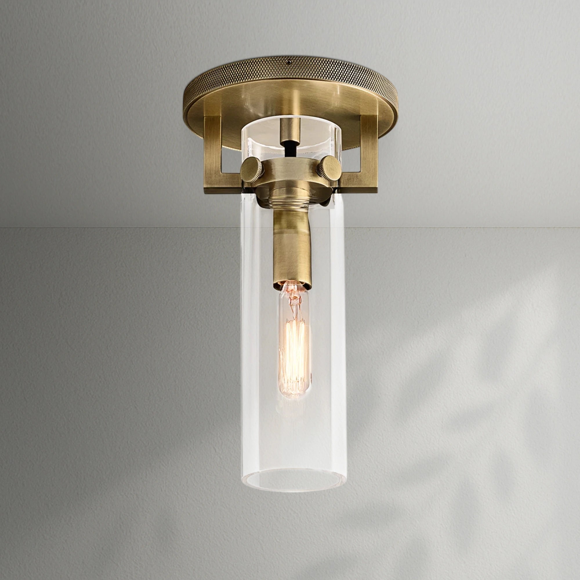 Machinis Glass Cylindrical Flushmount Pendant Light