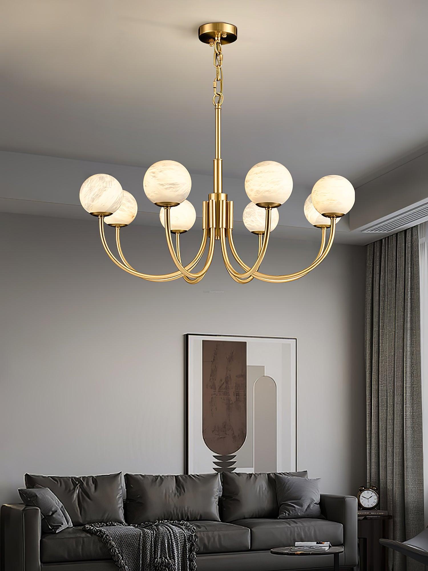 Aurelian Alabaster Globe Chandelier with 6/8/10/12 heads