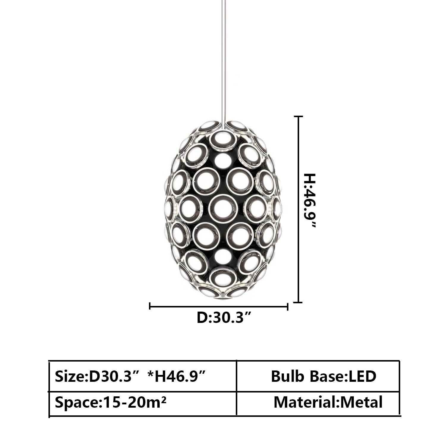 Modern Art Egg-shaped Chandelier Iconic Eyes LED Pendant Light For Dining Room/Living Room