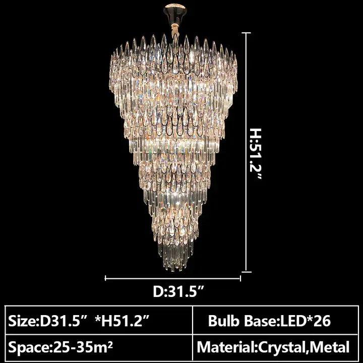 Luster Gaze Grand Tiered Raindrop Crystal Chandelier - Background Shot