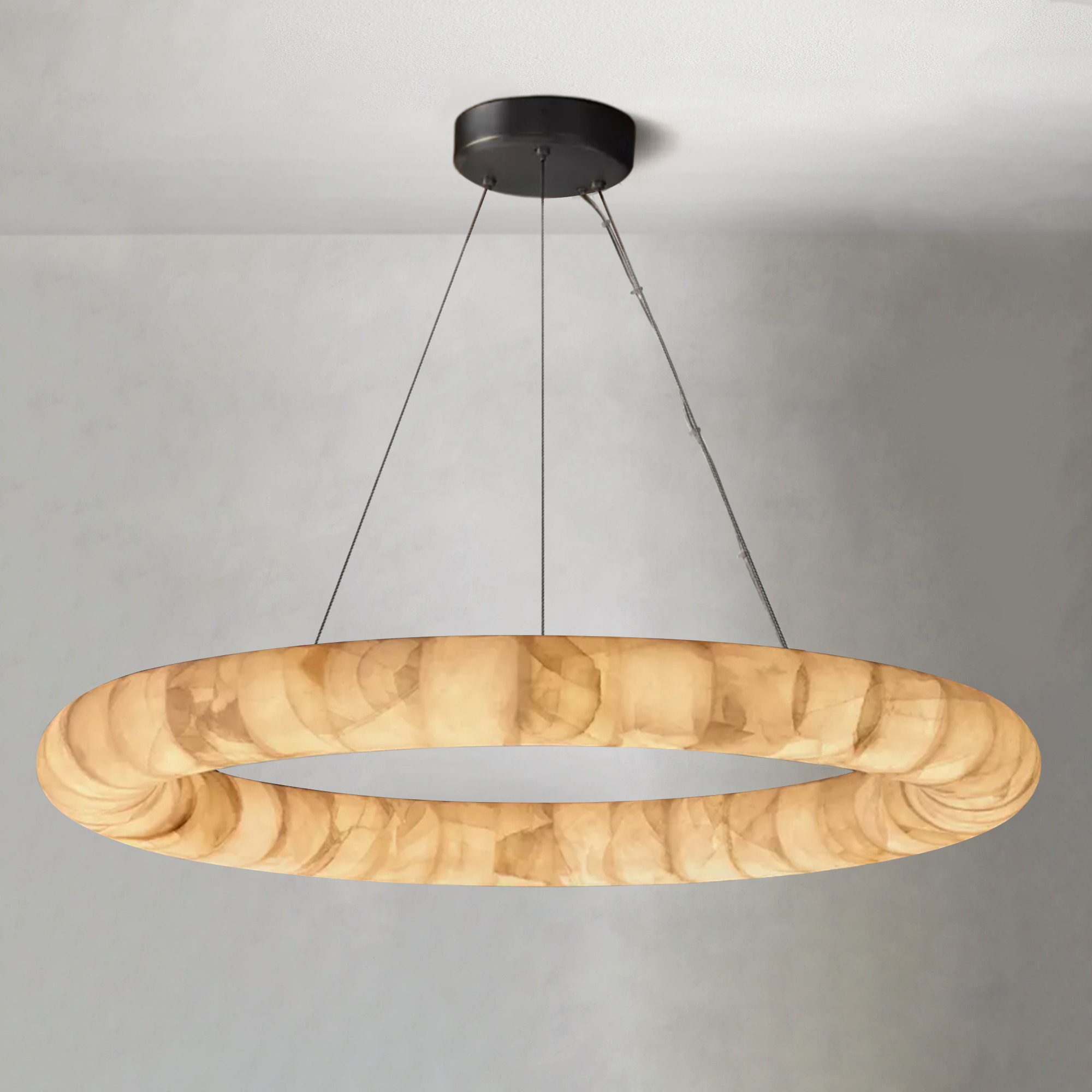 Riora Lisse Alabaster Round Chandelier 31" 41" 61"D