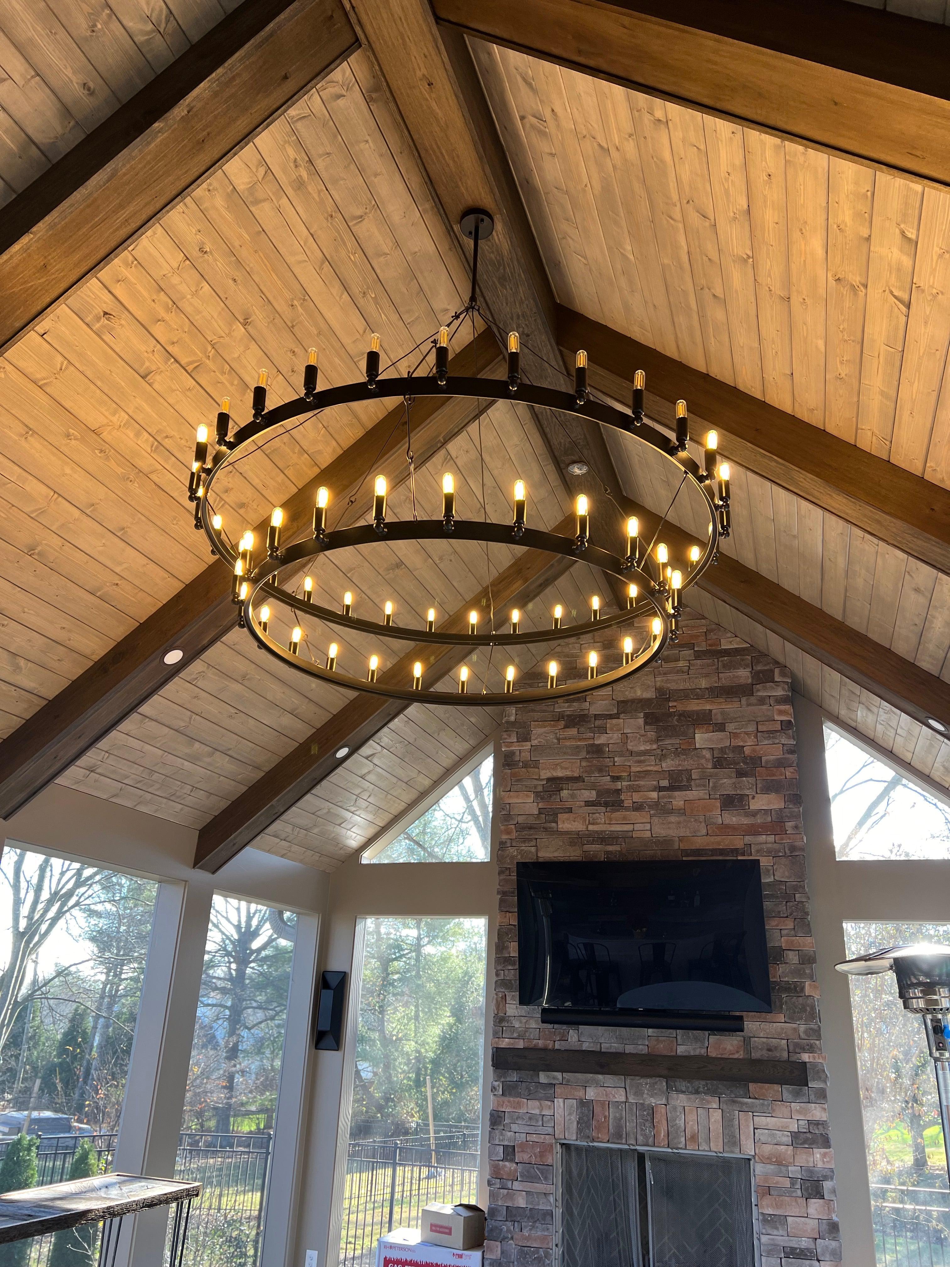 Celestine Vintage Filament Two-Tier Round Chandelier 71"