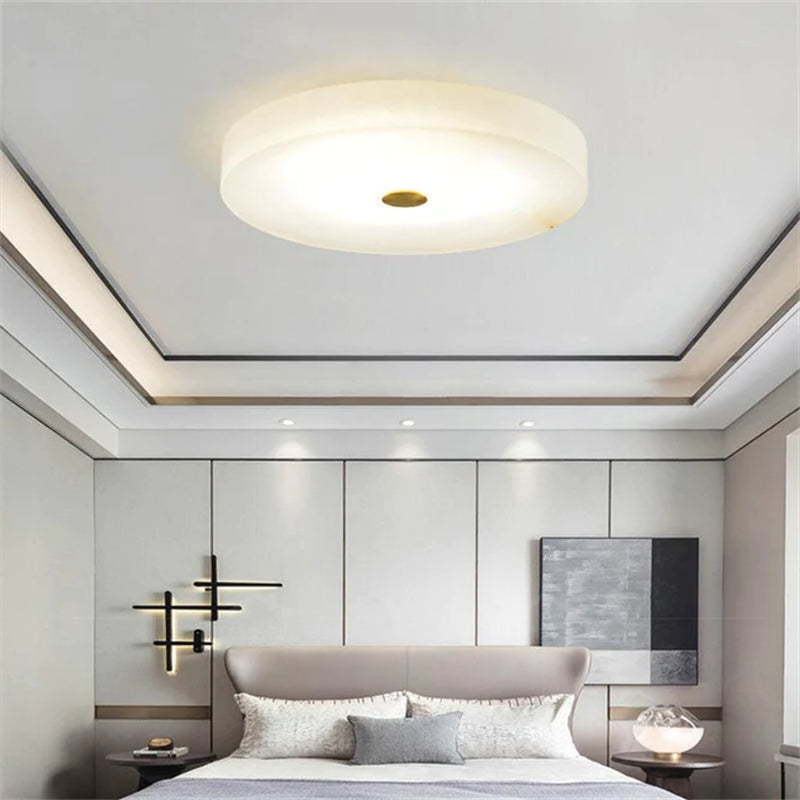 Kevin Apollo Modern Round Alabaster Flush Mounted chandelier Flush Mount Luster Gaze
