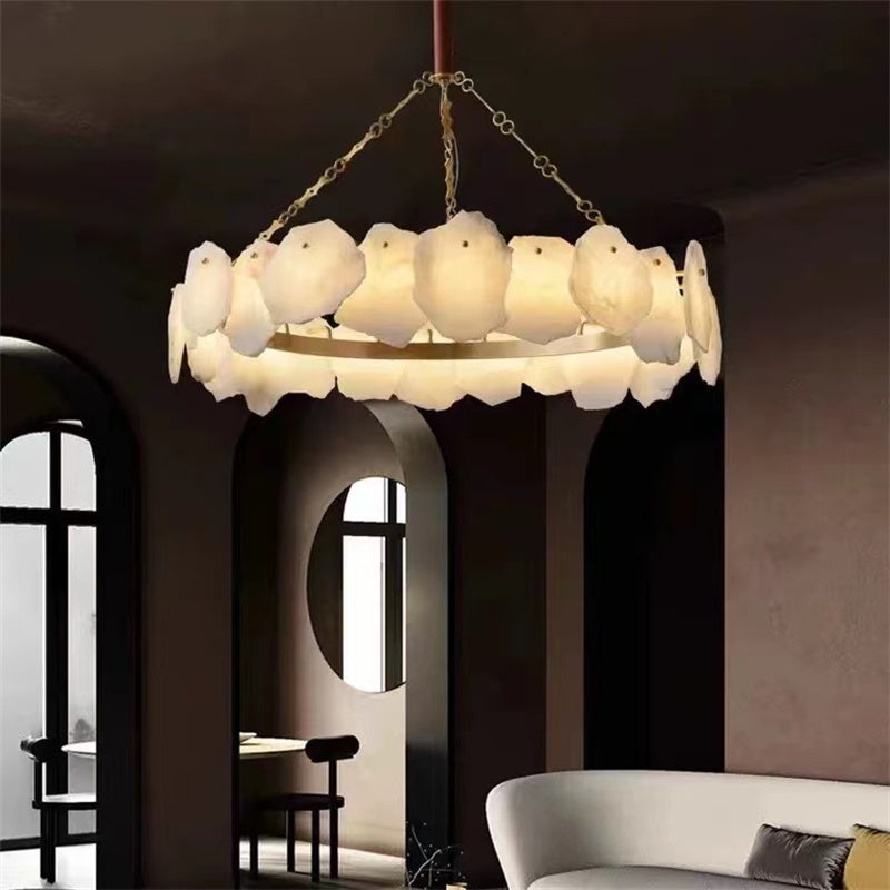 Carlos Alabaster Modern Snowflake Round Chandelier chandelier Luster Gaze