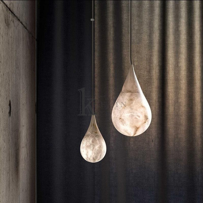 Koltin Alabaster Raindrop Pendant Lighting, Dining Table Pendant Chandelier Luster Gaze 4.25'' D x 8'' H  
