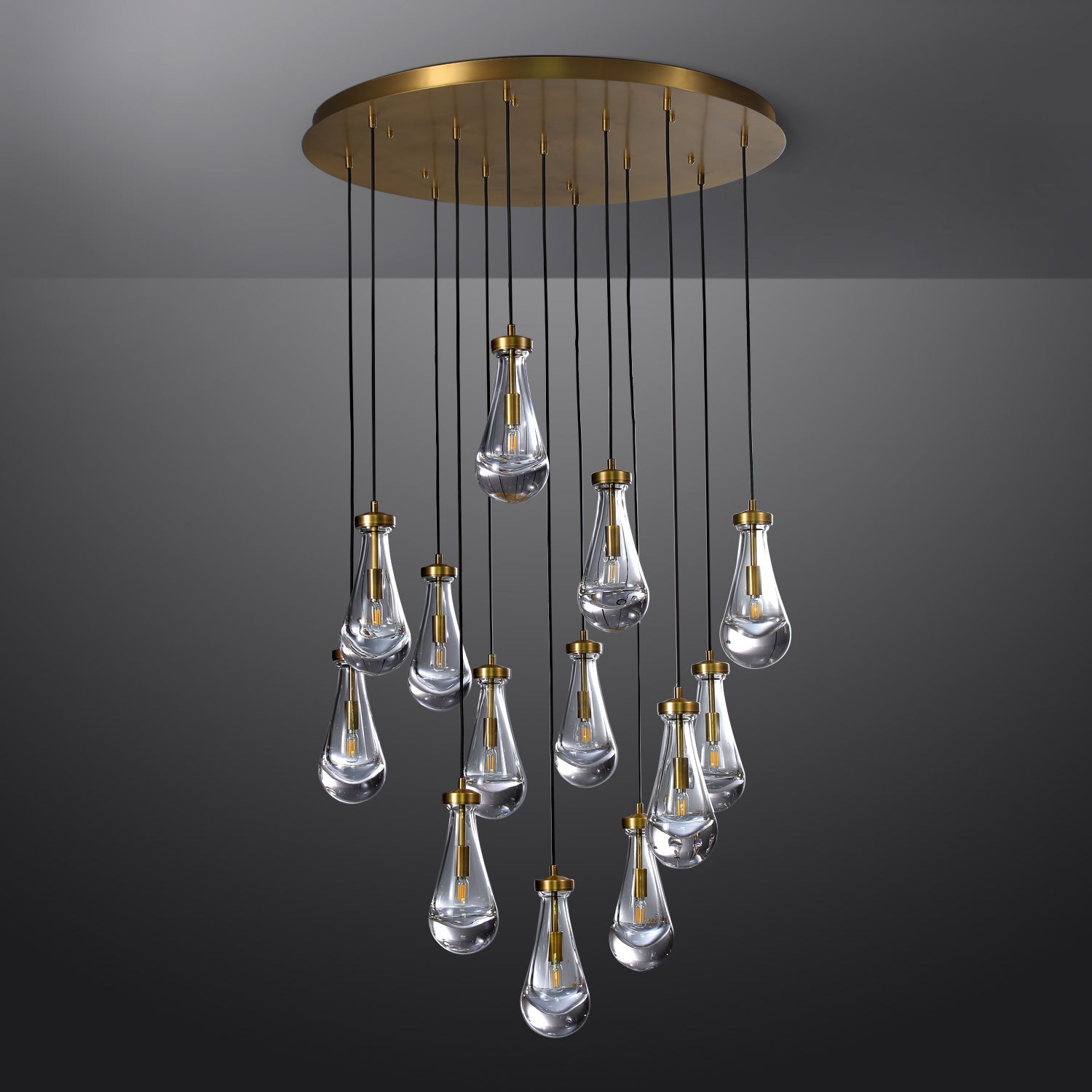 Raindrop Glass Round Chandelier 36"