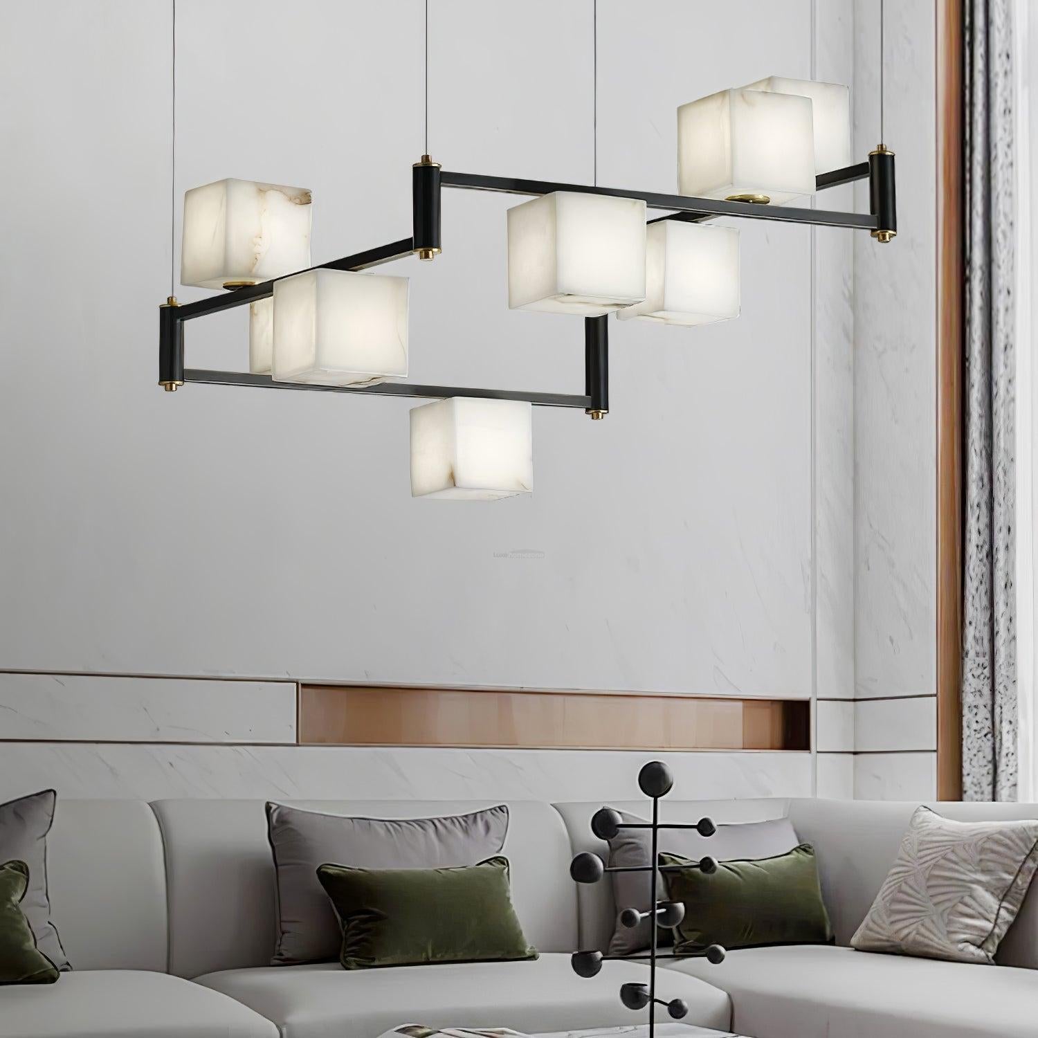 Alabaster Square Box Chandelier with 4/5/6/8/9 heads