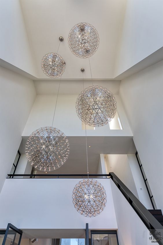 Round Starry Sky Chandelier Light Fire Ball Ceiling Lighting for Living Room/Cottage/High-ceiling