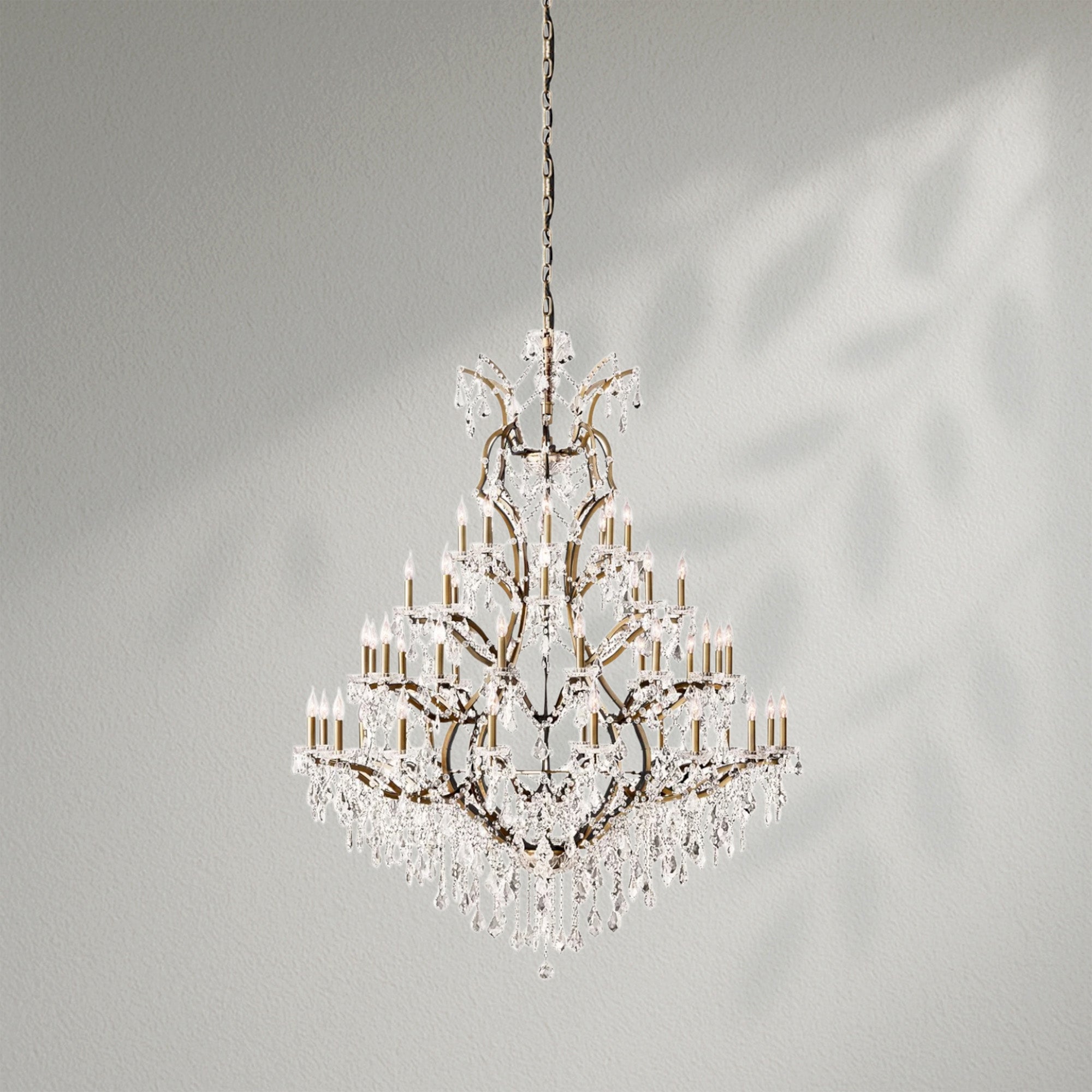 19th C. Romoco Iron & Crystal Round Dining Room Chandelier 60"