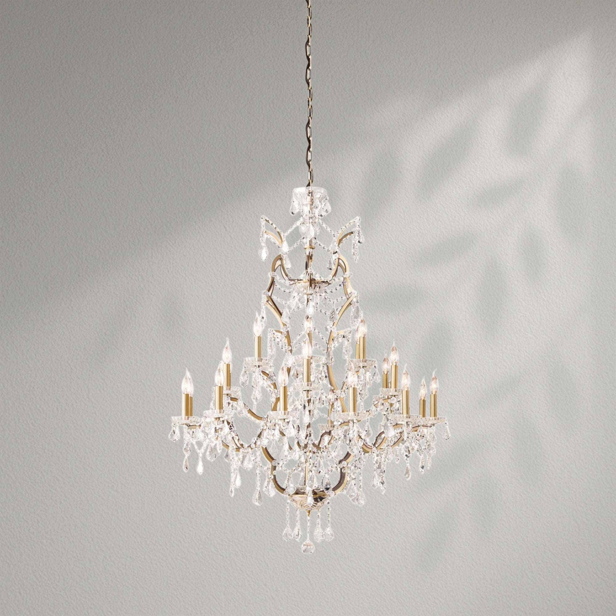 19th C. Romoco Iron & Crystal Round Dining Room Chandelier 40"