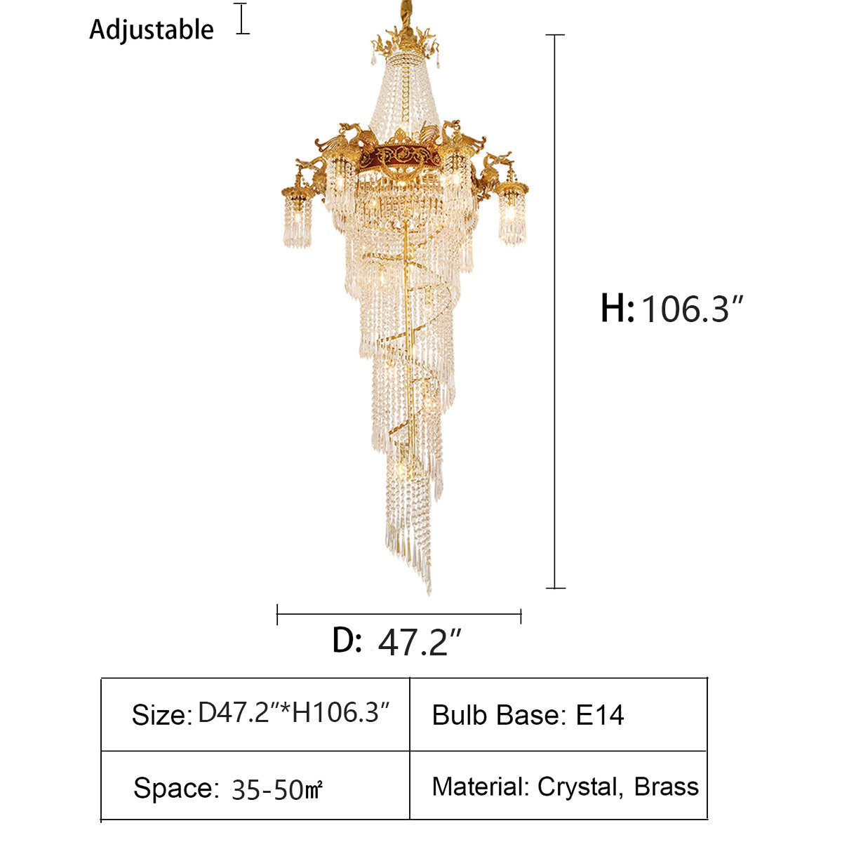 Luster Gaze Grand Lumina Brass Crystal Chandelier - Background Shot