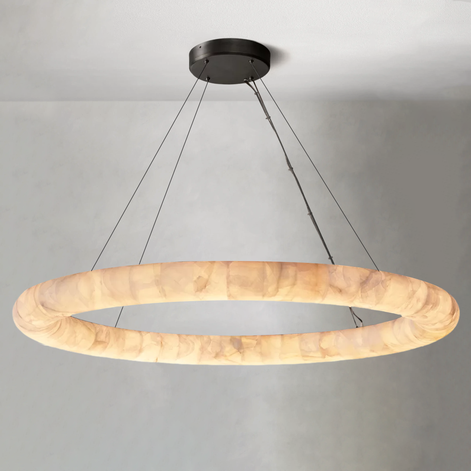 Riora Lisse Alabaster Round Chandelier 31" 41" 61"D