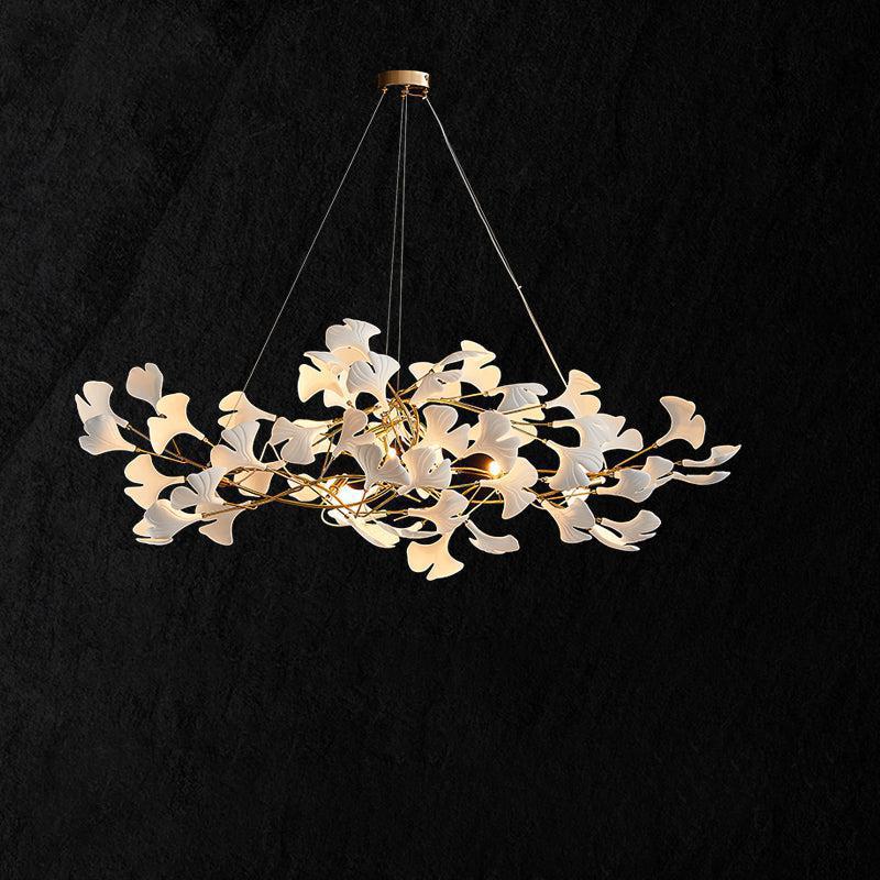 Luster Gaze Ceramic Petal Modern Linear Branch Chandelier - Background Shot