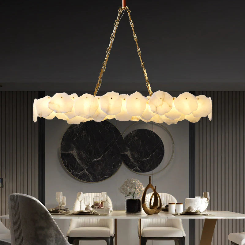 Carlos Alabaster Modern Snowflake Linear Chandelier with Chain chandelier Luster Gaze