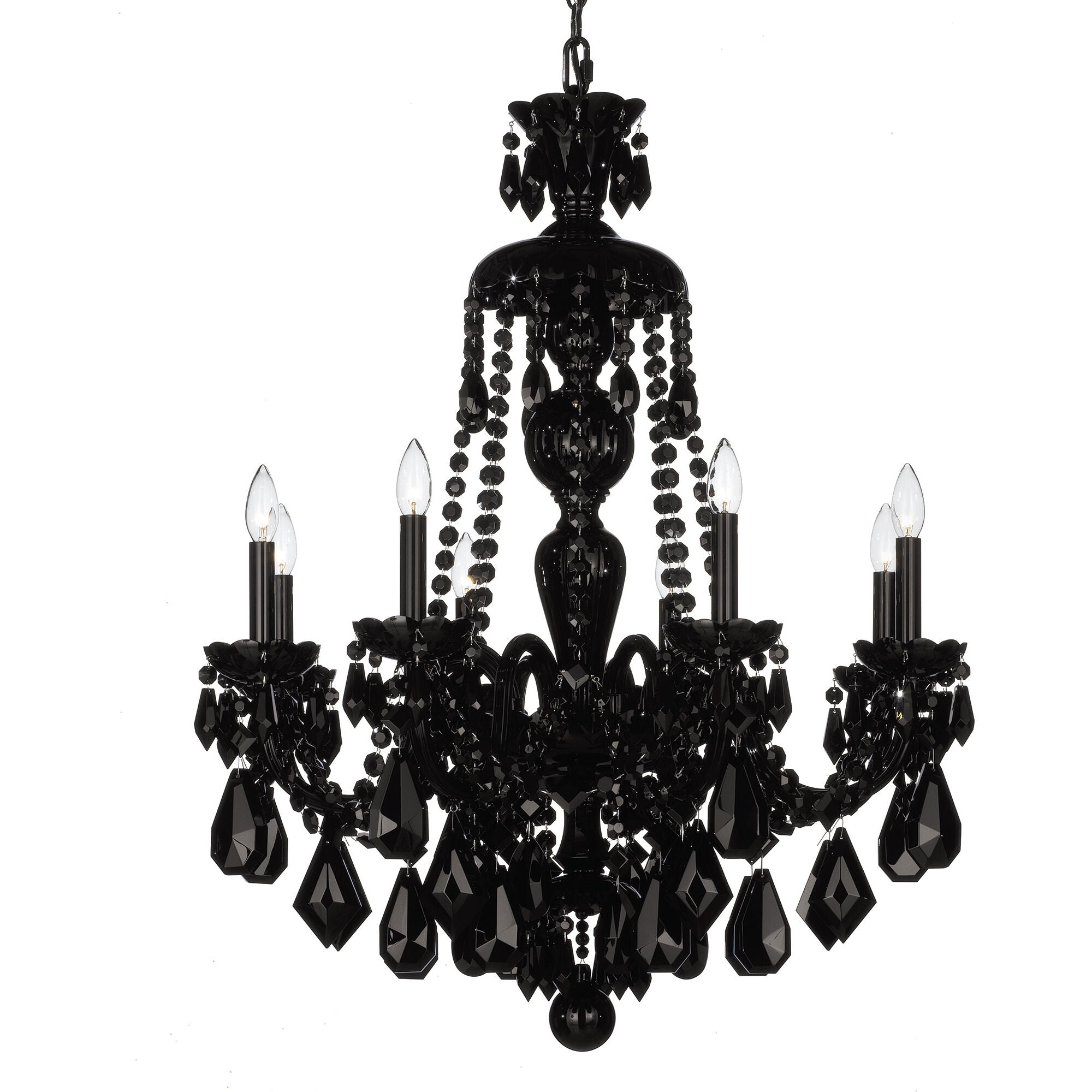 Luster Gaze Regal Grandeur 8-Light Chandelier - dramatic American stairwell with soaring ceiling