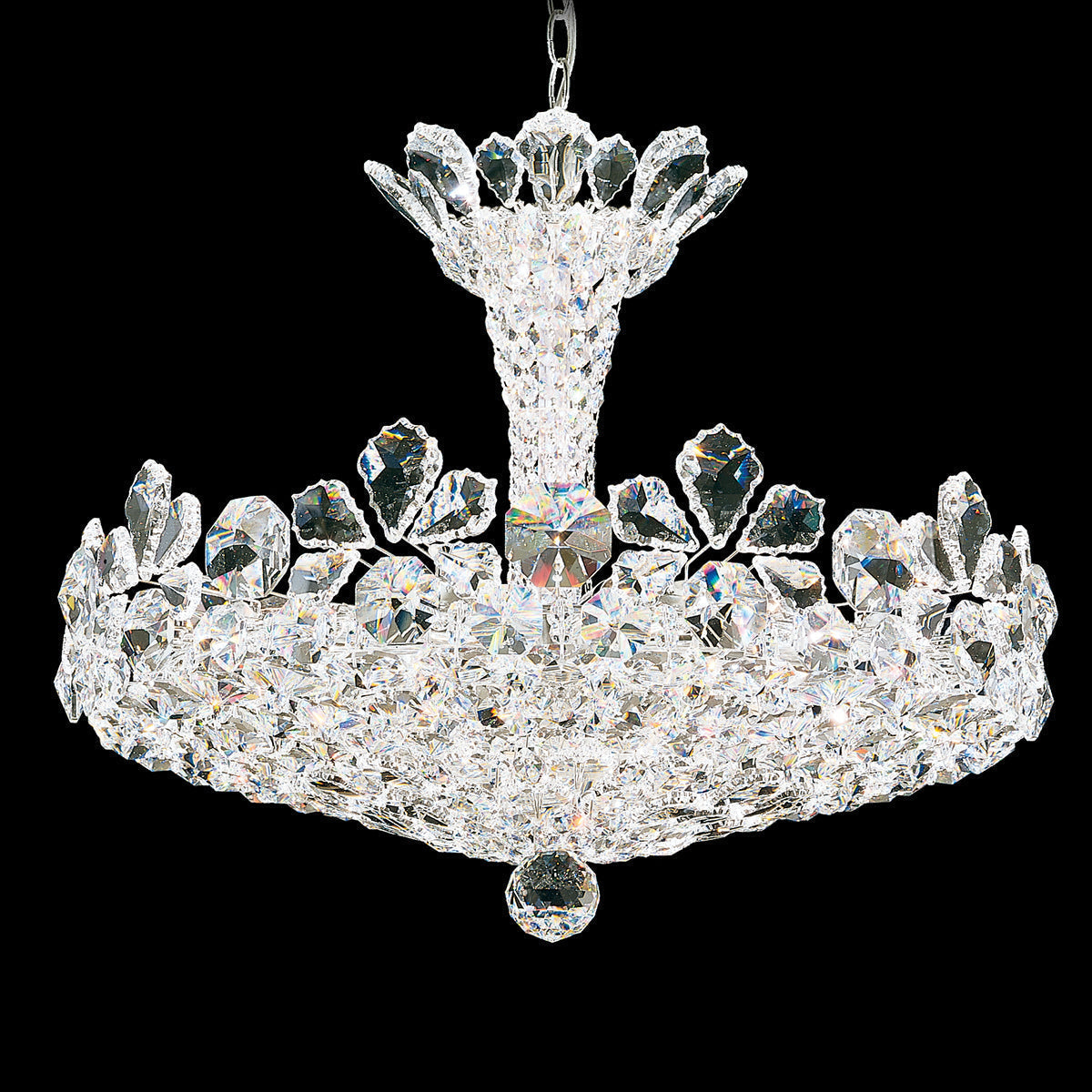 Luster Gaze Radiant Pendeloque Crystal Chandelier 25" - dramatic American stairwell with soaring ceiling
