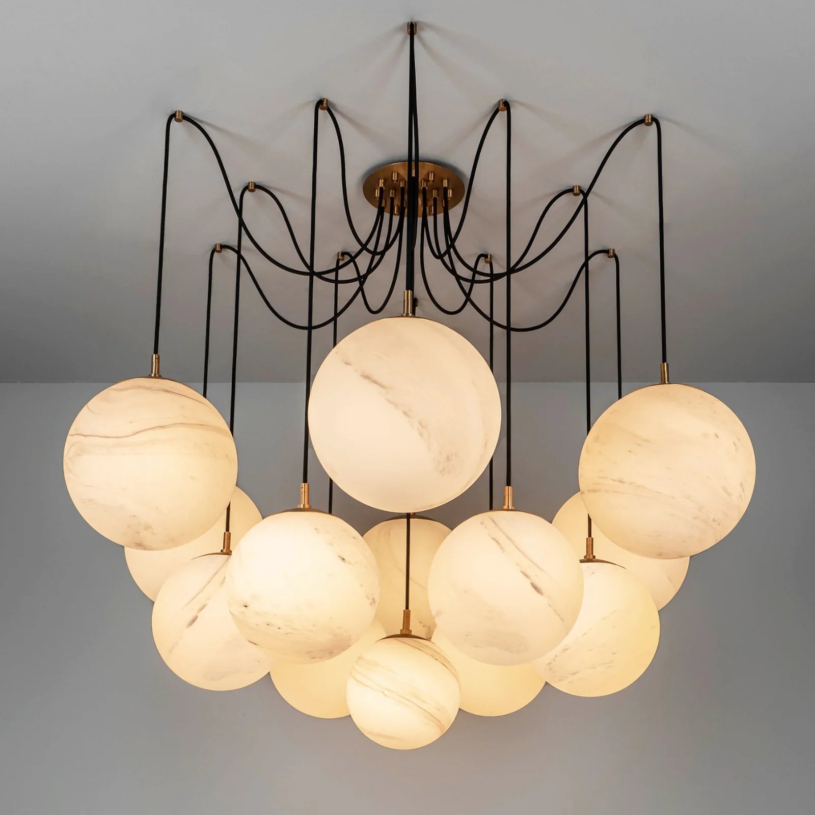 Terry Spider Alabaster Ball Chandelier, Luxurious Alabaster Chandelier Chandelier Luster Gaze   