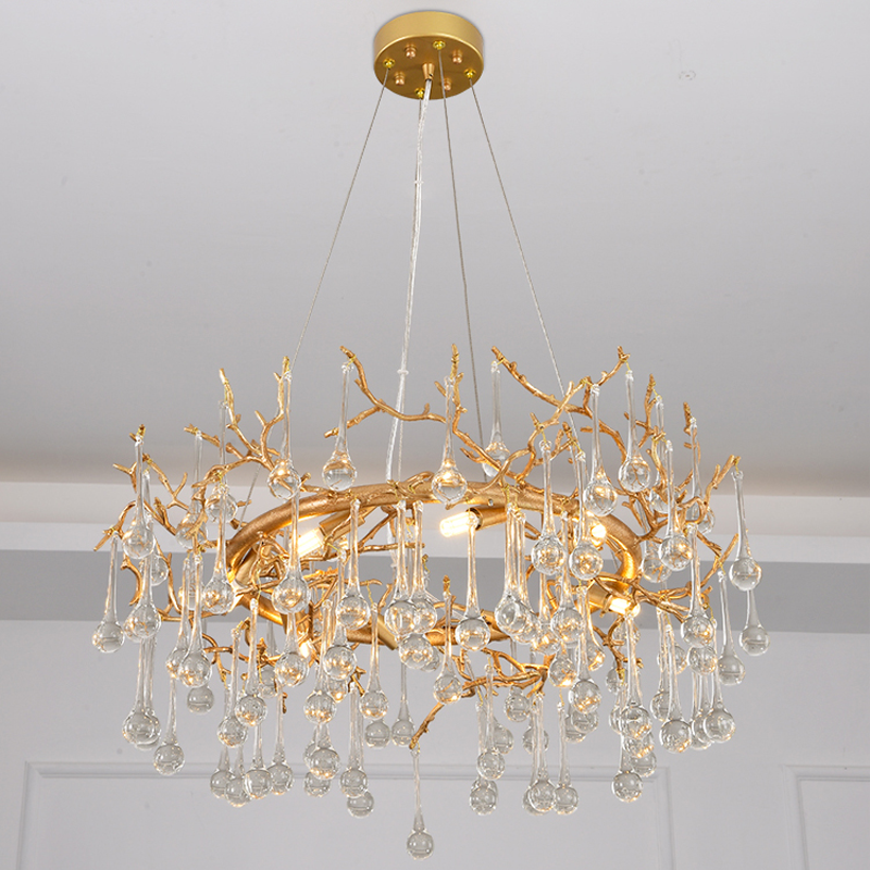 Luster Gaze Dewdrop Bloom Brass Branch Chandelier - Background Shot